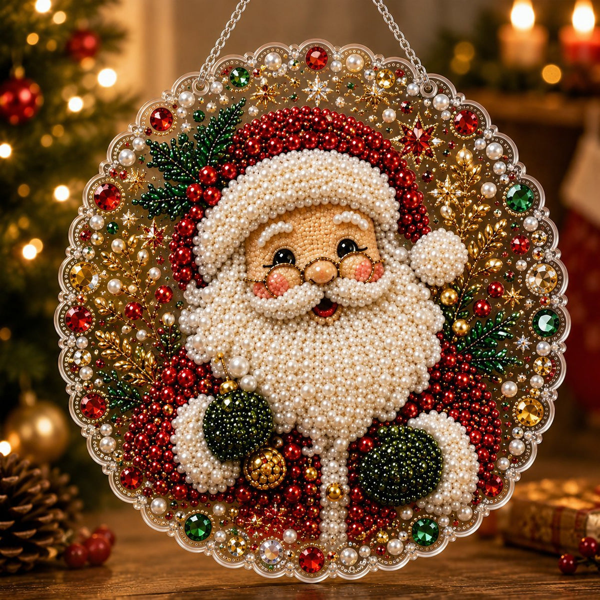 Christmas Pearl Suncatcher DIY Kit – 8" 3D Ornament