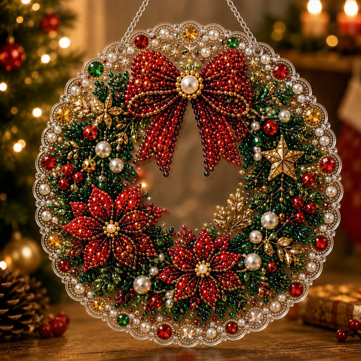 Christmas Pearl Suncatcher DIY Kit – 8" 3D Ornament
