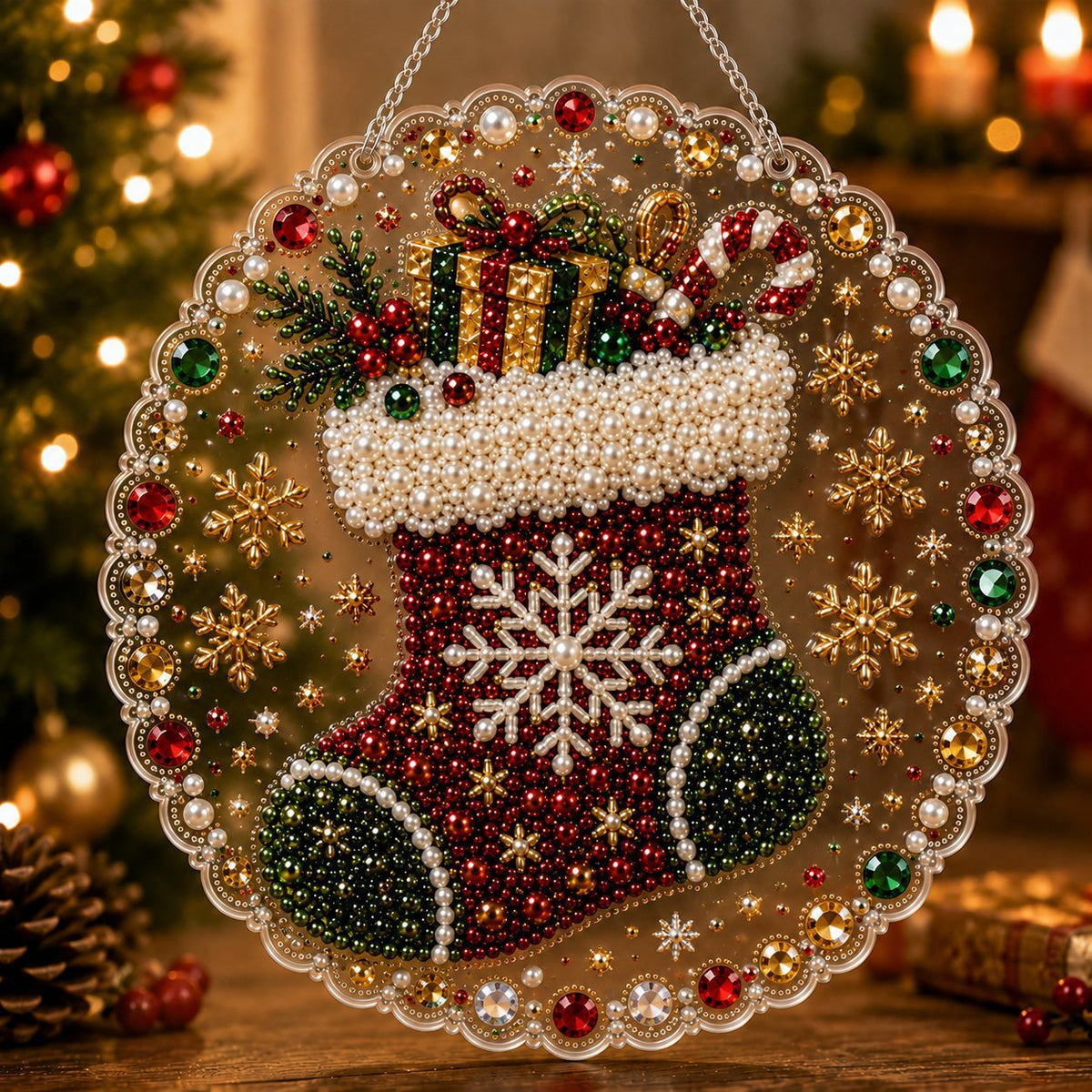 Christmas Pearl Suncatcher DIY Kit – 8" 3D Ornament