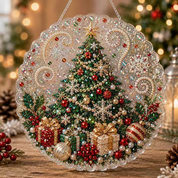 Christmas Pearl Suncatcher DIY Kit – 8" 3D Ornament