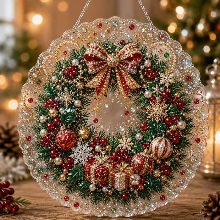 Christmas Pearl Suncatcher DIY Kit – 8" 3D Ornament