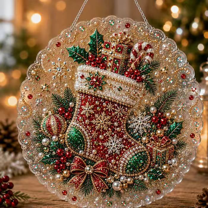 Christmas Pearl Suncatcher DIY Kit – 8" 3D Ornament