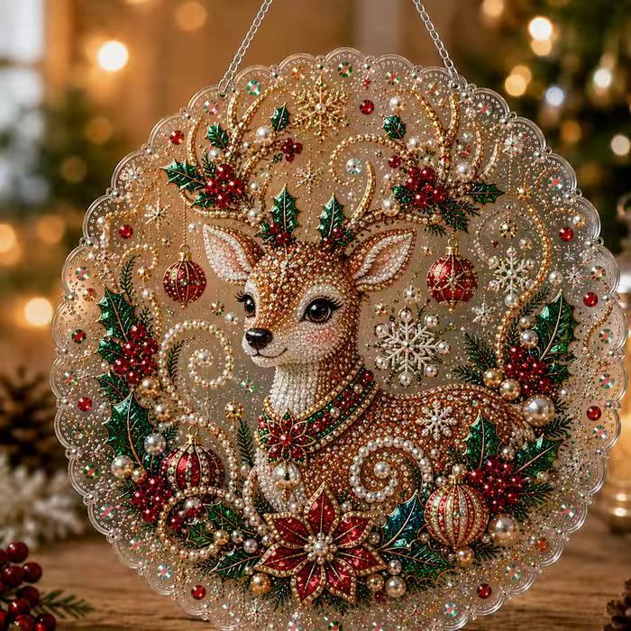 Christmas Pearl Suncatcher DIY Kit – 8" 3D Ornament