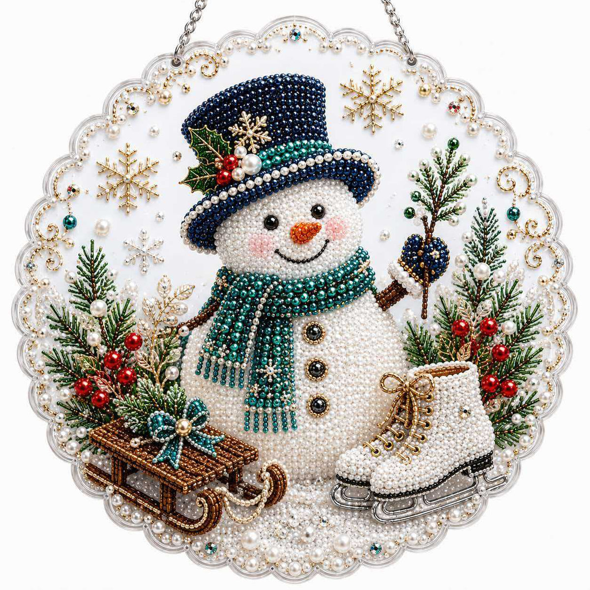 Christmas Pearl Suncatcher DIY Kit – 8" 3D Ornament