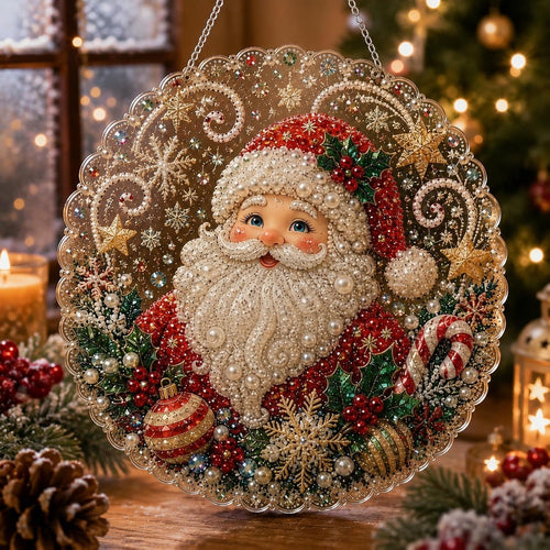 Christmas pearl suncatcher DIY kit with Santa design