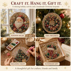 Finished Christmas pearl suncatcher displayed as window decor, tree ornament and handmade gift