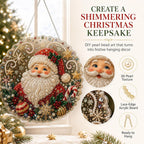 Christmas Santa pearl suncatcher with 3D pearl texture, lace-edge acrylic board and hanging chain
